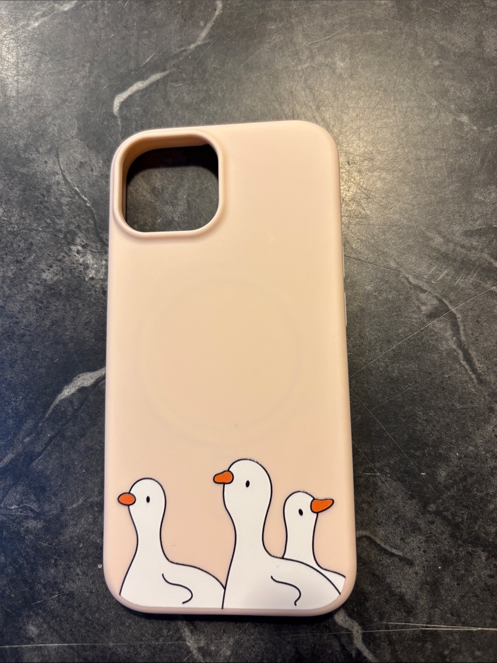Unbranded Soft Pink Silicone Phone Case with Goose Trio Design